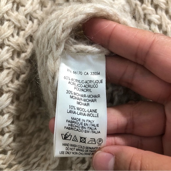 Anthropologie Sleeping on Snow Oatmeal Mohair Blend Wrap Sweater Sz. S - Picture 5 of 8